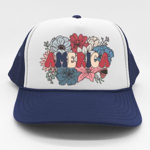 Floral American Mama Retro Mama Trucker Hat