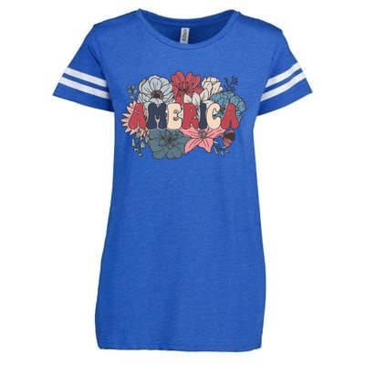 Floral American Mama Retro Mama Enza Ladies Jersey Football T-Shirt