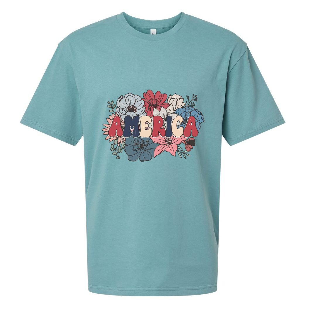 Floral American Mama Retro Mama Sueded Cloud Jersey T-Shirt
