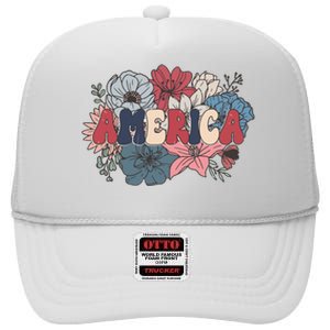 Floral American Mama Retro Mama High Crown Mesh Back Trucker Hat