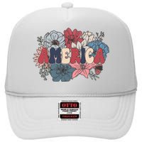 Floral American Mama Retro Mama High Crown Mesh Back Trucker Hat