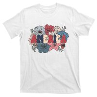 Floral American Mama Retro Mama T-Shirt