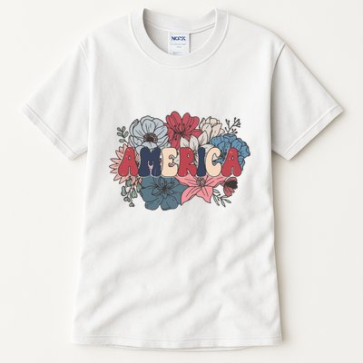 Floral American Mama Retro Mama Tall T-Shirt