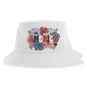 Floral American Mama Retro Mama Sustainable Bucket Hat