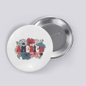 Floral American Mama Retro Mama Button