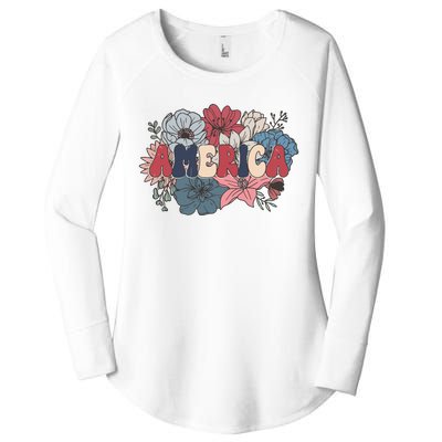 Floral American Mama Retro Mama Women's Perfect Tri Tunic Long Sleeve Shirt