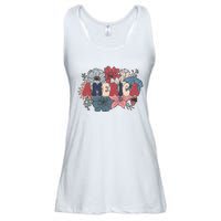 Floral American Mama Retro Mama Ladies Essential Flowy Tank