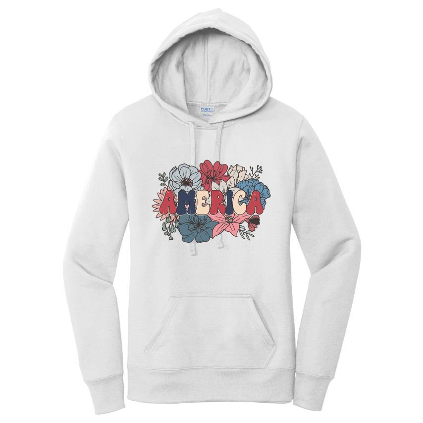 Floral American Mama Retro Mama Women's Pullover Hoodie