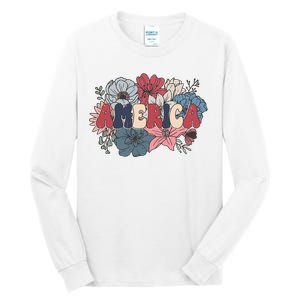 Floral American Mama Retro Mama Tall Long Sleeve T-Shirt