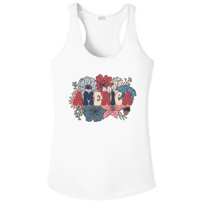 Floral American Mama Retro Mama Ladies PosiCharge Competitor Racerback Tank