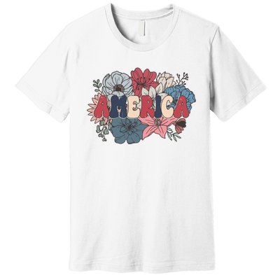 Floral American Mama Retro Mama Premium T-Shirt