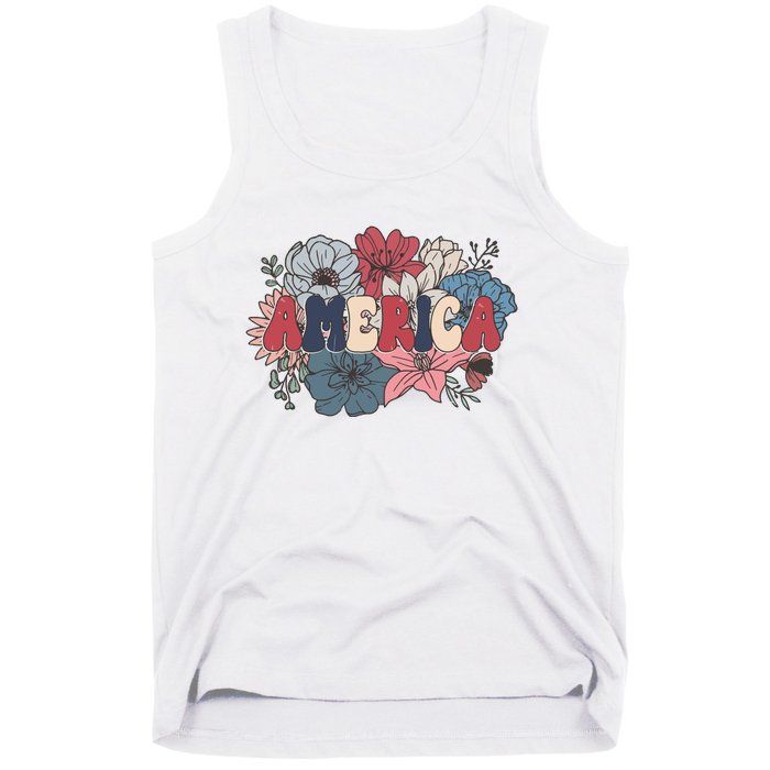 Floral American Mama Retro Mama Tank Top