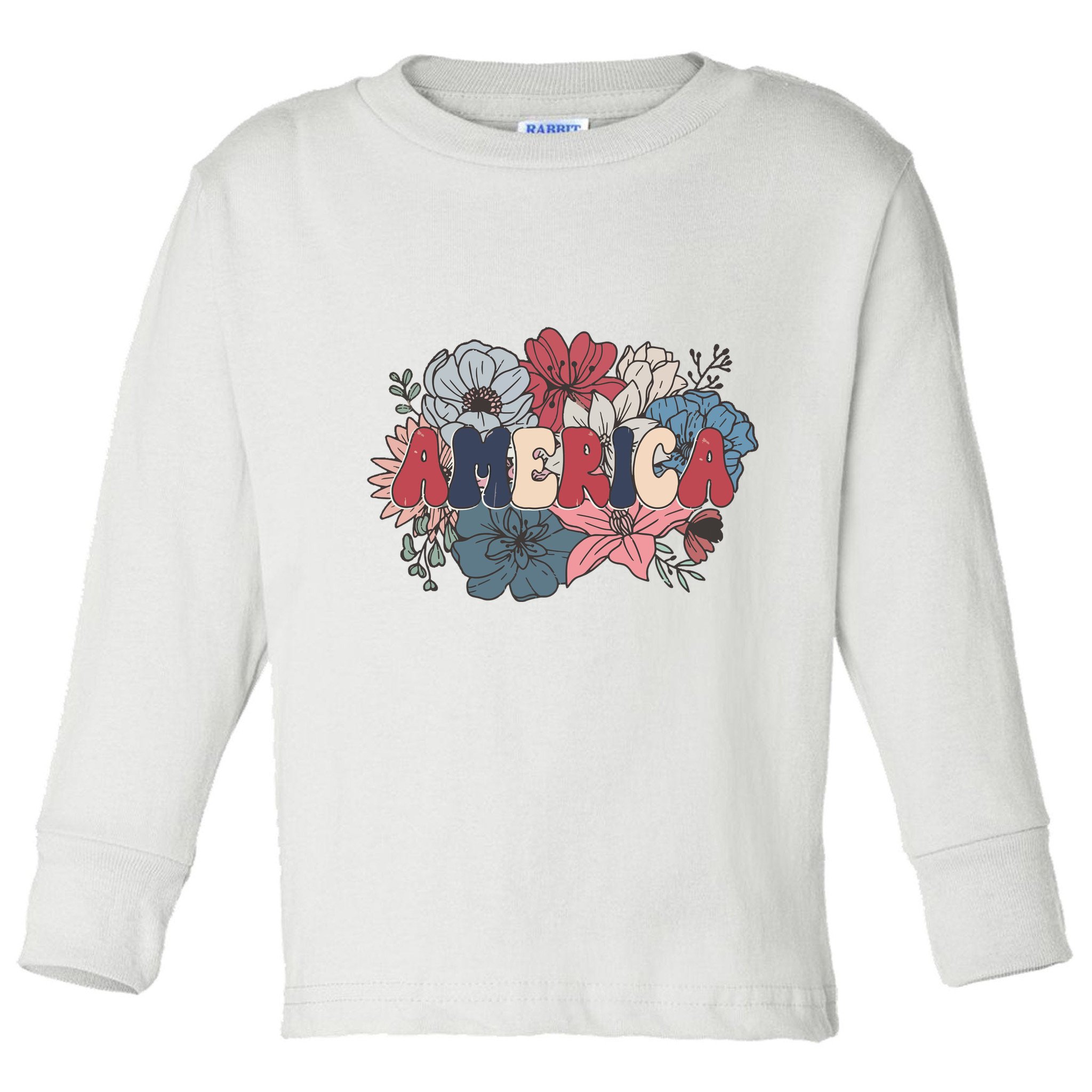 Floral American Mama Retro Mama Toddler Long Sleeve Shirt