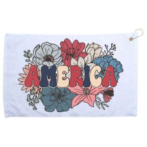 Floral American Mama Retro Mama Grommeted Golf Towel