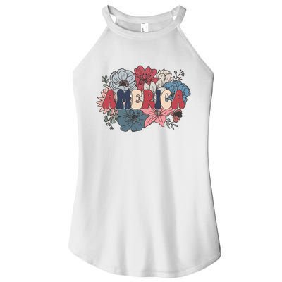 Floral American Mama Retro Mama Women's Perfect Tri Rocker Tank