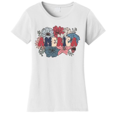 Floral American Mama Retro Mama Women's T-Shirt