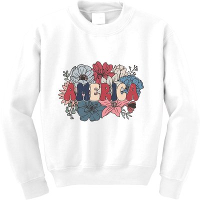 Floral American Mama Retro Mama Kids Sweatshirt