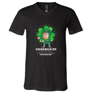 Flossing Shenanigator Definition Saint Patricks Day Men Boys  V-Neck T-Shirt