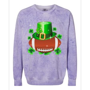 Football Leprechaun Lucky Shamrock St Patrick Day Men Boys  Colorblast Crewneck Sweatshirt