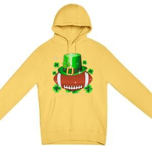 Football Leprechaun Lucky Shamrock St Patrick Day Men Boys  Premium Pullover Hoodie