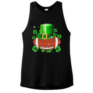 Football Leprechaun Lucky Shamrock St Patrick Day Men Boys  Ladies PosiCharge Tri-Blend Wicking Tank