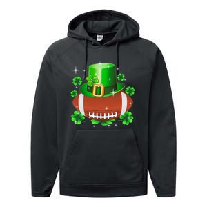 Football Leprechaun Lucky Shamrock St Patrick Day Men Boys  Performance Fleece Hoodie