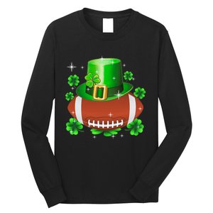 Football Leprechaun Lucky Shamrock St Patrick Day Men Boys  Long Sleeve Shirt