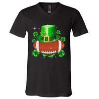 Football Leprechaun Lucky Shamrock St Patrick Day Men Boys  V-Neck T-Shirt