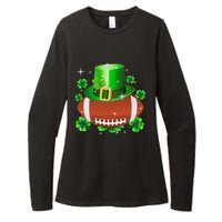 Football Leprechaun Lucky Shamrock St Patrick Day Men Boys  Womens CVC Long Sleeve Shirt