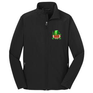 Football Leprechaun Lucky Shamrock St Patrick Day Men Boys  Core Soft Shell Jacket