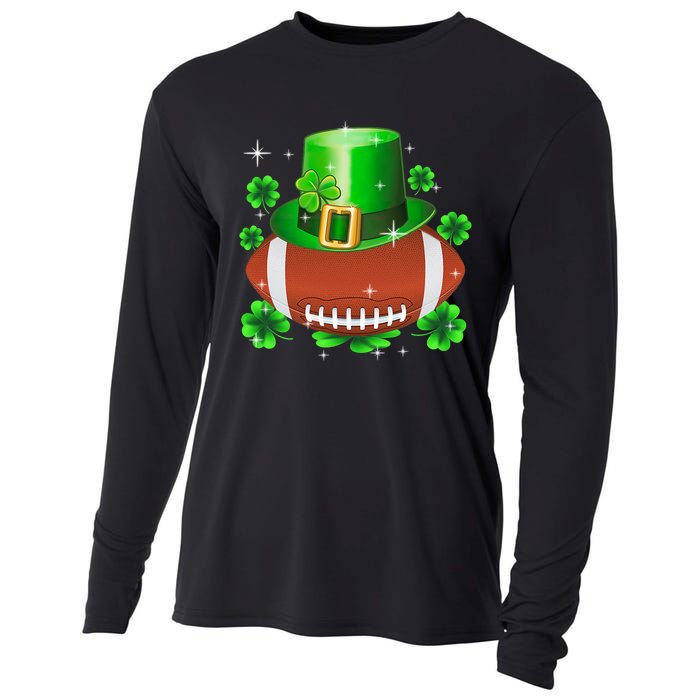 Football Leprechaun Lucky Shamrock St Patrick Day Men Boys  Cooling Performance Long Sleeve Crew