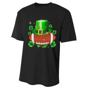 Football Leprechaun Lucky Shamrock St Patrick Day Men Boys  Performance Sprint T-Shirt