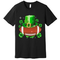 Football Leprechaun Lucky Shamrock St Patrick Day Men Boys  Premium T-Shirt