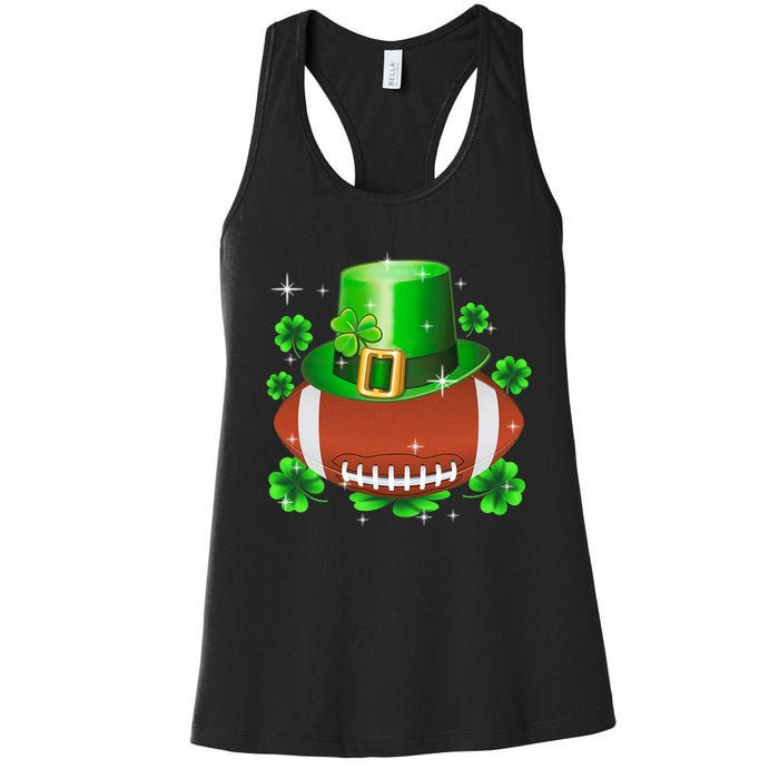 Football Leprechaun Lucky Shamrock St Patrick Day Men Boys  Women's Racerback Tank