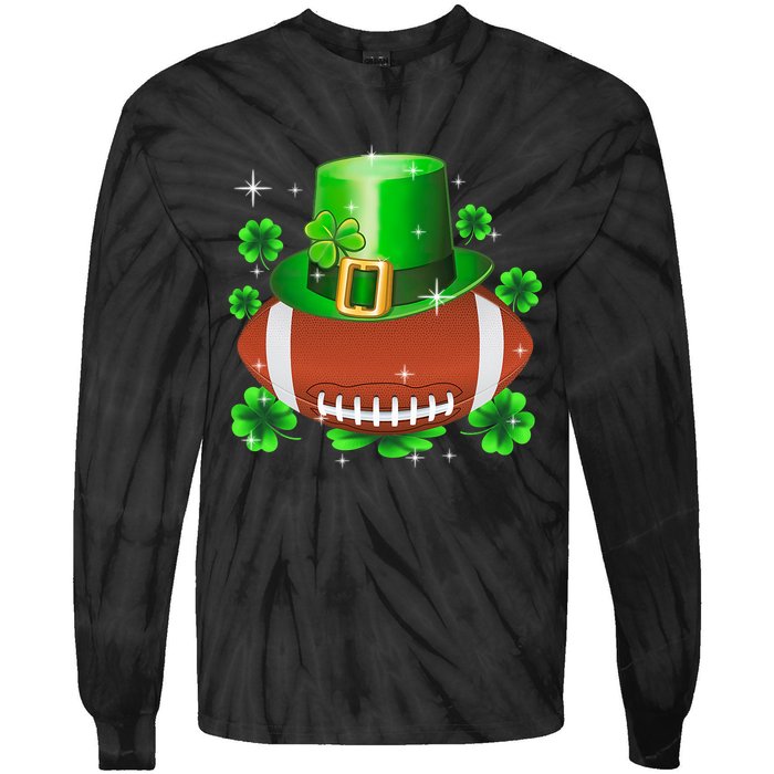 Football Leprechaun Lucky Shamrock St Patrick Day Men Boys  Tie-Dye Long Sleeve Shirt