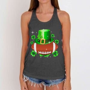 Football Leprechaun Lucky Shamrock St Patrick Day Men Boys  Women's Knotted Racerback Tank