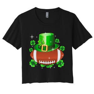 Football Leprechaun Lucky Shamrock St Patrick Day Men Boys  Women's Crop Top Tee