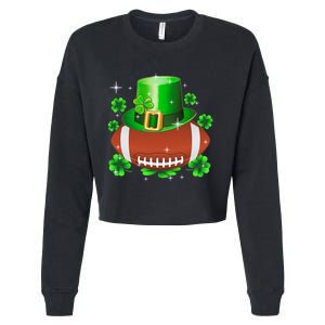 Football Leprechaun Lucky Shamrock St Patrick Day Men Boys  Cropped Pullover Crew