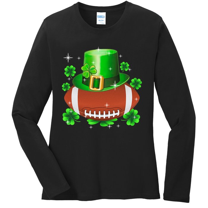 Football Leprechaun Lucky Shamrock St Patrick Day Men Boys  Ladies Long Sleeve Shirt