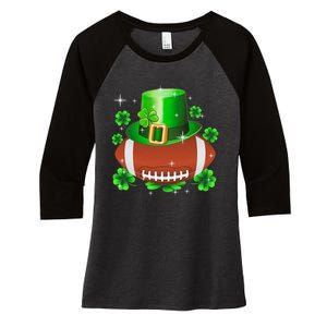 Football Leprechaun Lucky Shamrock St Patrick Day Men Boys  Women's Tri-Blend 3/4-Sleeve Raglan Shirt