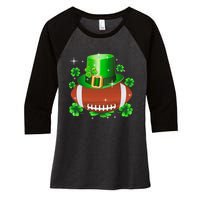 Football Leprechaun Lucky Shamrock St Patrick Day Men Boys  Women's Tri-Blend 3/4-Sleeve Raglan Shirt