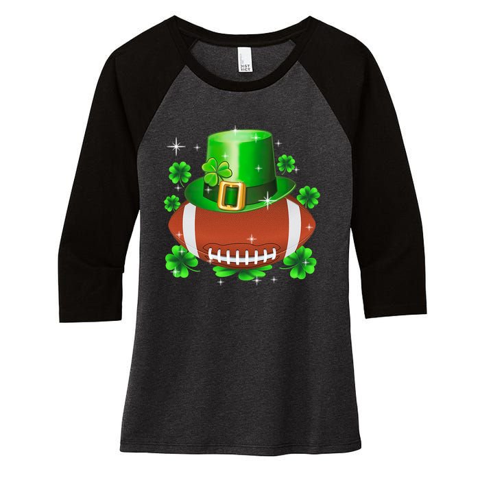 Football Leprechaun Lucky Shamrock St Patrick Day Men Boys  Women's Tri-Blend 3/4-Sleeve Raglan Shirt