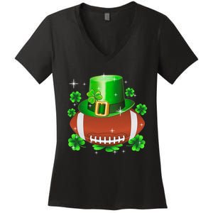 Football Leprechaun Lucky Shamrock St Patrick Day Men Boys  Women's V-Neck T-Shirt