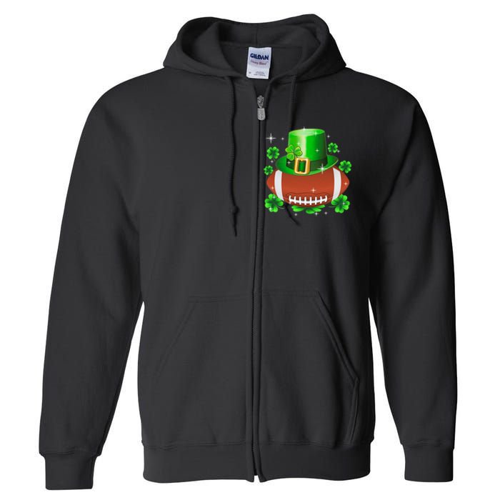 Football Leprechaun Lucky Shamrock St Patrick Day Men Boys  Full Zip Hoodie