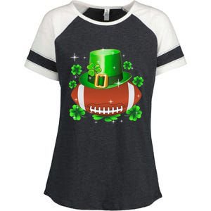 Football Leprechaun Lucky Shamrock St Patrick Day Men Boys  Enza Ladies Jersey Colorblock Tee