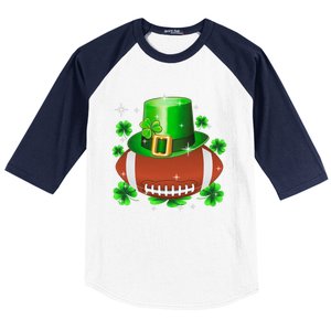 Football Leprechaun Lucky Shamrock St Patrick Day Men Boys  Baseball Sleeve Shirt