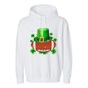 Football Leprechaun Lucky Shamrock St Patrick Day Men Boys  Garment-Dyed Fleece Hoodie