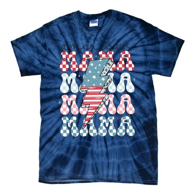 Flag American Mama 4th Of July Mom Tie-Dye T-Shirt