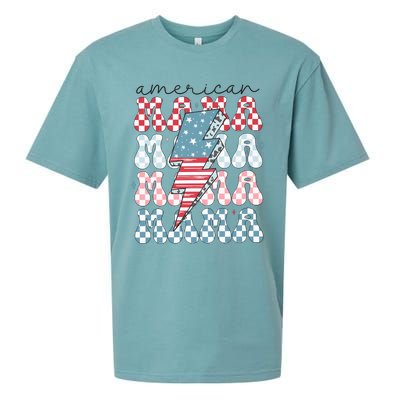 Flag American Mama 4th Of July Mom Sueded Cloud Jersey T-Shirt