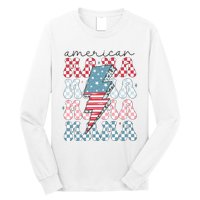 Flag American Mama 4th Of July Mom Long Sleeve Shirt